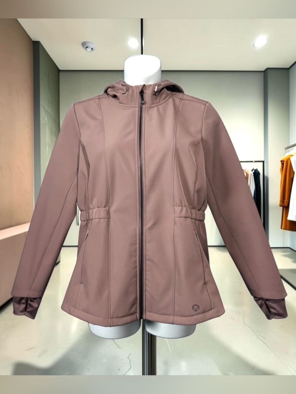Mondetta, XL, Dusty Rose Hooded Softshell Jacket Fleece Lined Zip Pockets